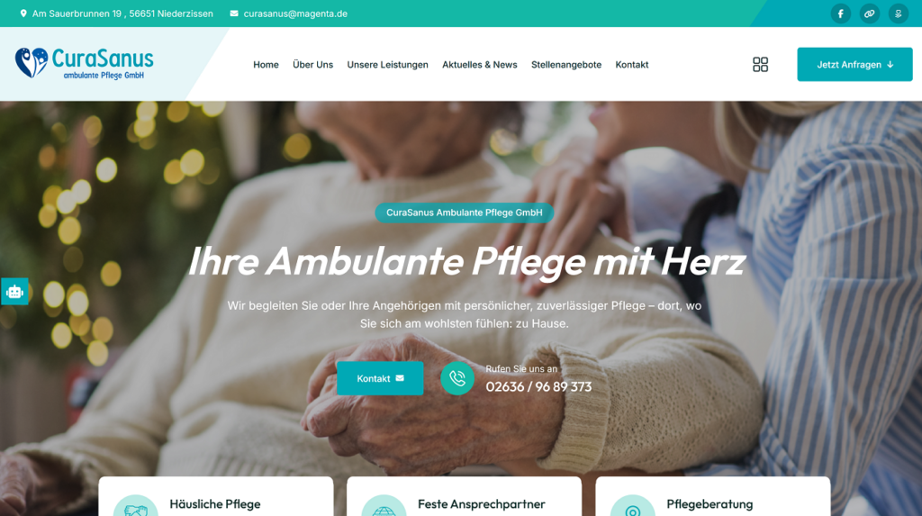 CuraSanus ambulante Pflege GmbH bietet Menschen mit Unterstützungsbedarf eine persönliche, verlässliche Begleitung zu Hause